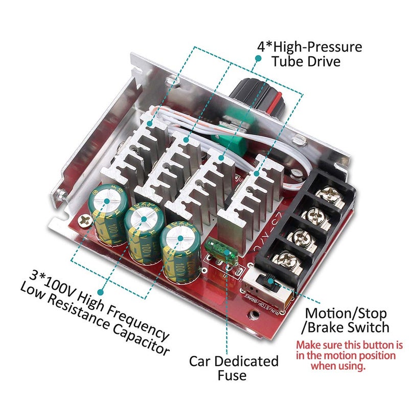 KeeYees 7-70V 30A PWM DC Motor Speed Controller Switch Control 12V 24V 36V 48V with 30 Amp Fuse - Image 2